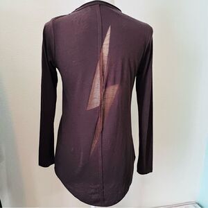 NWT Chaser Tshirt Women Size Small Brown Lightening Bolt On Back Long Sleeve